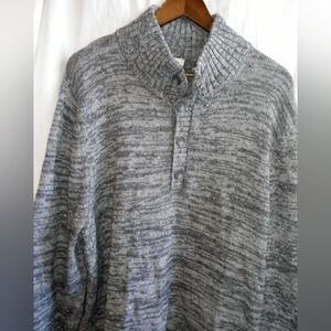 Goodfellow & Co XL Gray Marled Quarter  Button Mock-Neck Sweater Cozy Mens Warm
